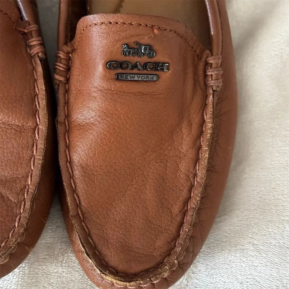 Coach Mary Lock UpWomen's Brown Leather Loafer Flats Size 10B Slip-On Casual - Picture 6 of 9